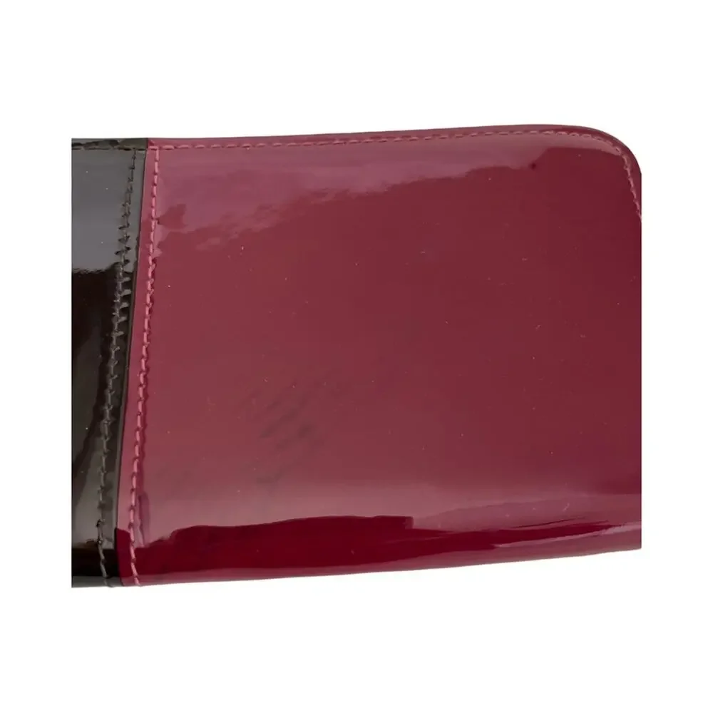 Louis Vuitton Vernis Clemence Wallet Magenta Brown Patent Leather With Dustbag